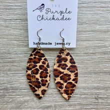 Load image into Gallery viewer, Handmade Leather Earrings from Purple Chickadee
