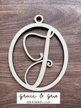 Load image into Gallery viewer, Laser cut birch wood cutouts, letter/initials, art hangings or ornaments cut made in USA
