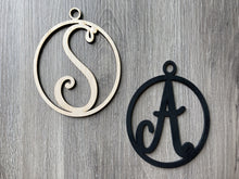 Load image into Gallery viewer, Laser cut birch wood cutouts, letter/initials, art hangings or ornaments cut made in USA
